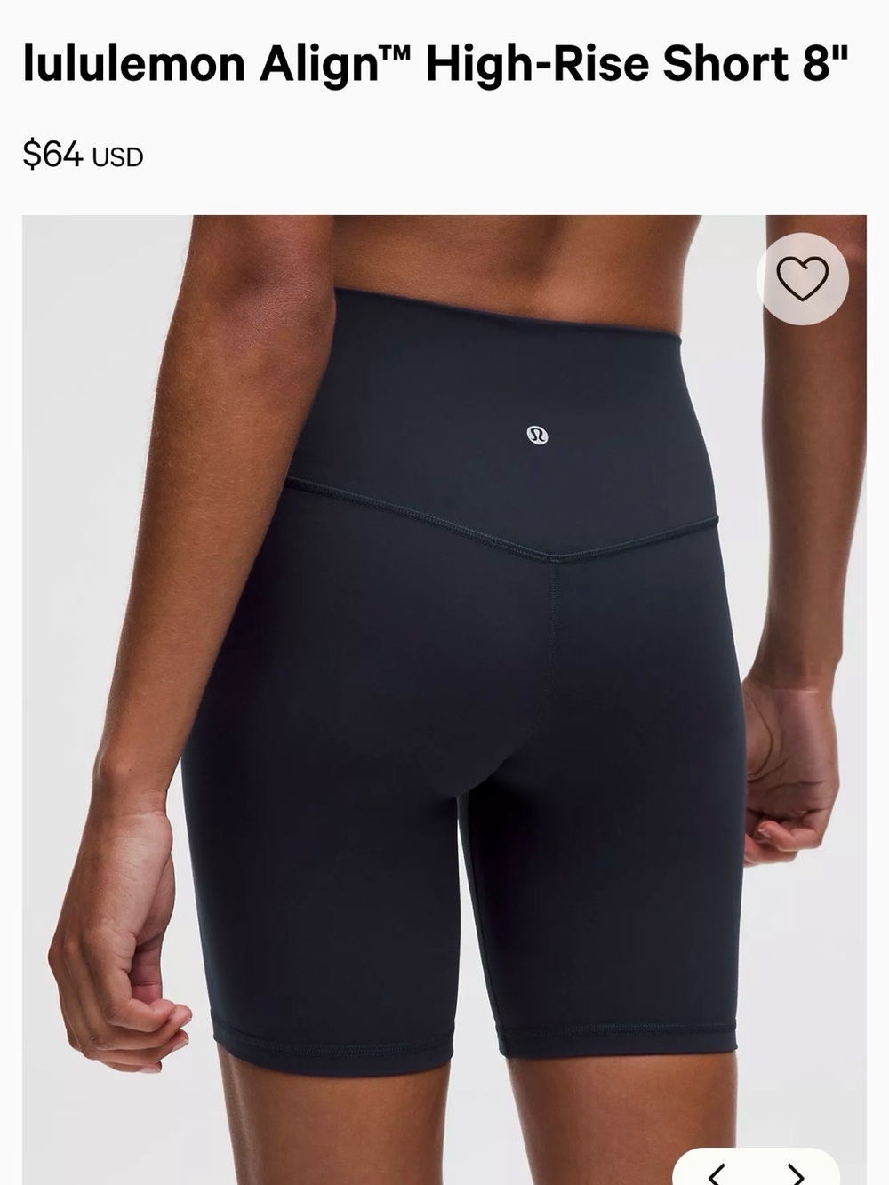 lulu Align High-Rise Bike Shorts — size 6, Navy - Picture 2 of 2